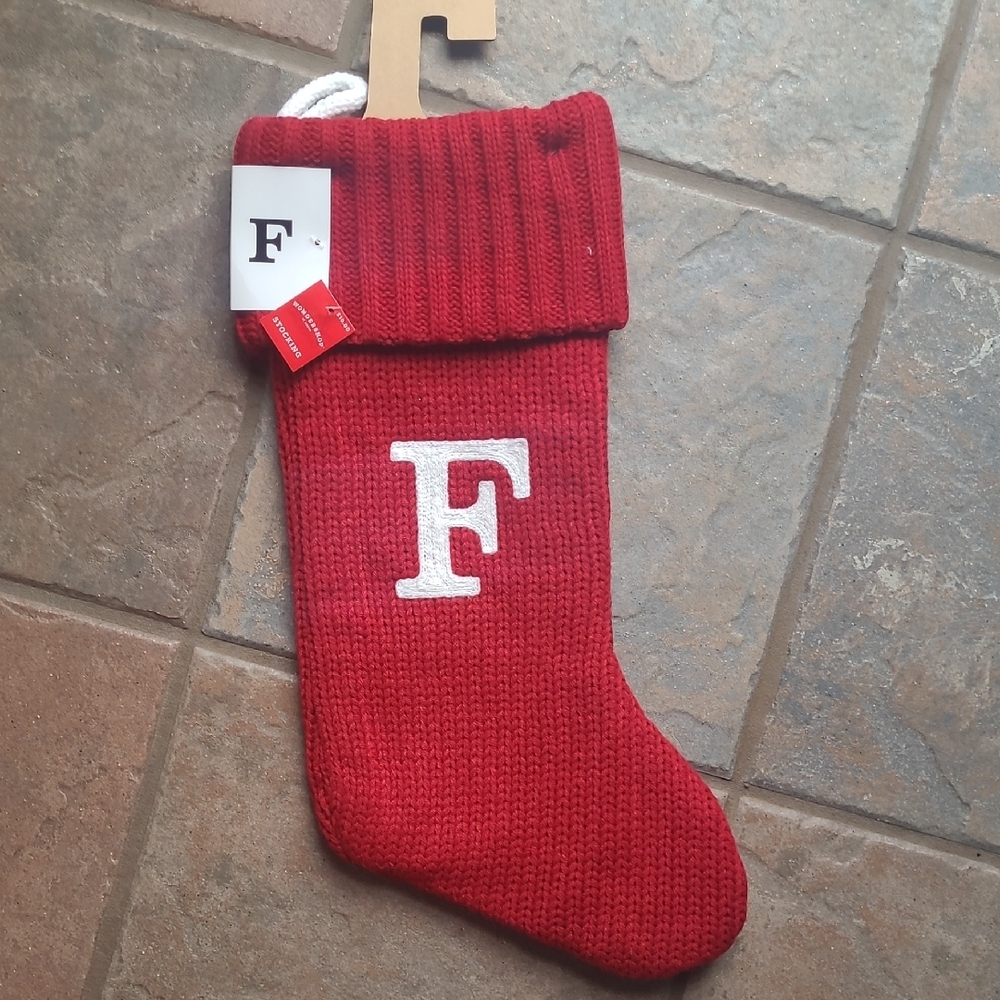 New with tags! Wondershop Red Knit Monogram Stocking with White Initial F